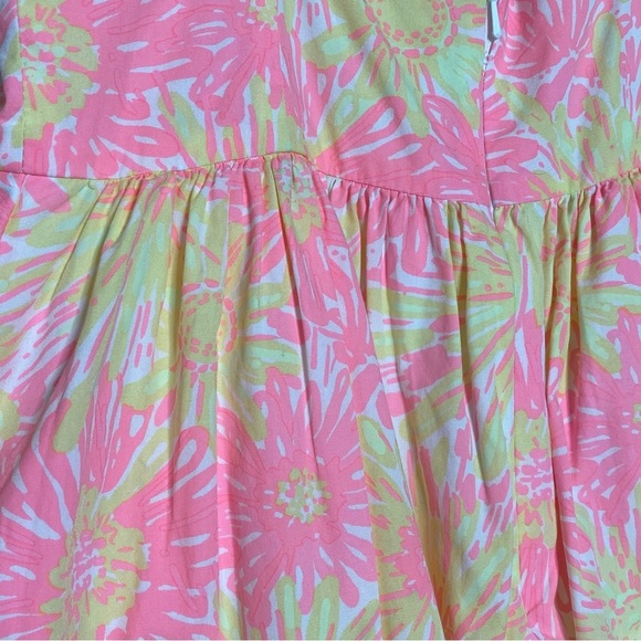 Lilly Pulitzer Bright COTTON sunburst floral spaghetti strap,tied back mini-SZ-4 - Picture 10 of 11